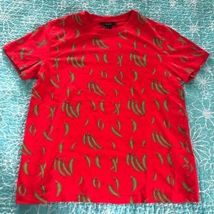 Forever 21 Red T-Shirt w/ Green Peppers (Womens M)